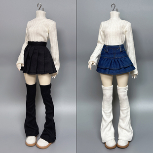 BJD娃衣高领打底毛衣4分3分上衣牛仔花苞裙子针织腿袜