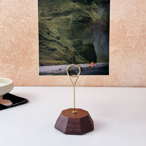 氛围感实木照片夹子桌面摆件