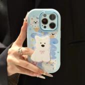 华为pura80 适用iPhone17 70挂绳vivos30全包Reno14小众软壳 14promax可爱小狗支架手机壳小米15 14新款