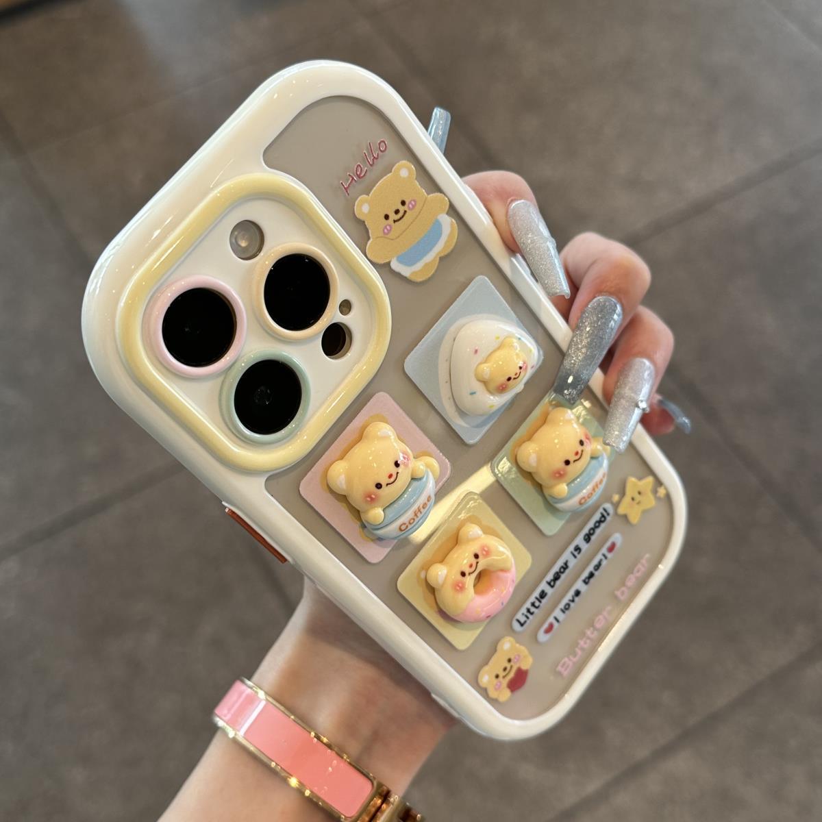 可爱卡通黄油小熊手机壳适用iPhone16/15promax小众小米15/14软壳红米K80/70防摔华为pura70新款mate70保护套