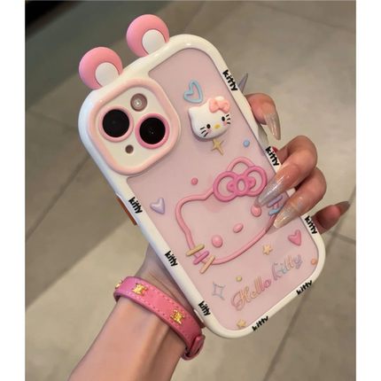 适用于iPhone16/15promax粉色Kitty奶油手机壳小米15/14情侣华为pura70ins风mate70/60个性findX8凯蒂猫软壳