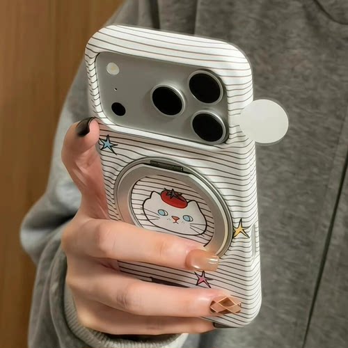 苹果磁吸支架磨砂卡通西红柿小猫