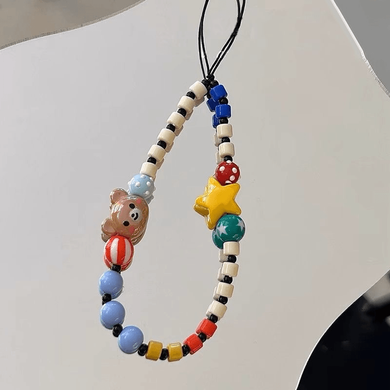 可爱黄色星星小熊手链短款防摔防丢手工串珠网红饰品手机链条挂绳,3C数码配件,手机挂件/手机链,淘宝优惠券,粉丝福利购,淘宝优惠卷