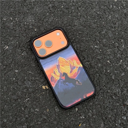 适用IPhone17promax日落金山手机壳苹果17/16新款15/14plus肤感12/13pro鎏金11高级感小米17promax防摔findX9