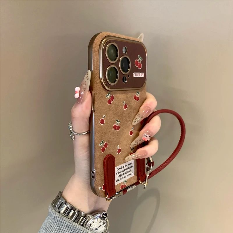 苹果17/16秋冬挂绳翻毛皮手机壳