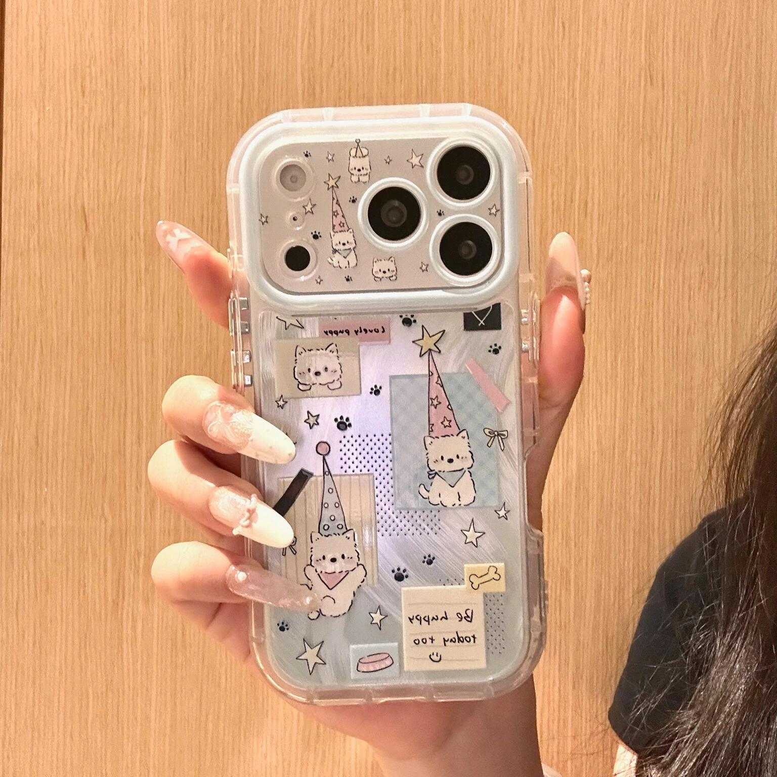 韩风可爱长帽小狗适用于iPhone17promax手机壳气囊防摔华为Mate80全包Pura90女款Reno16新款VIVOS6o保护套 - 实物图