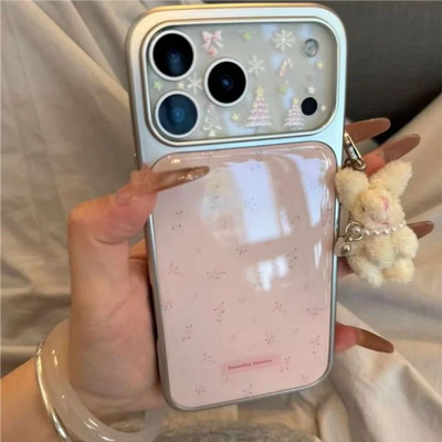 电镀大孔银边滴胶小碎花手机壳