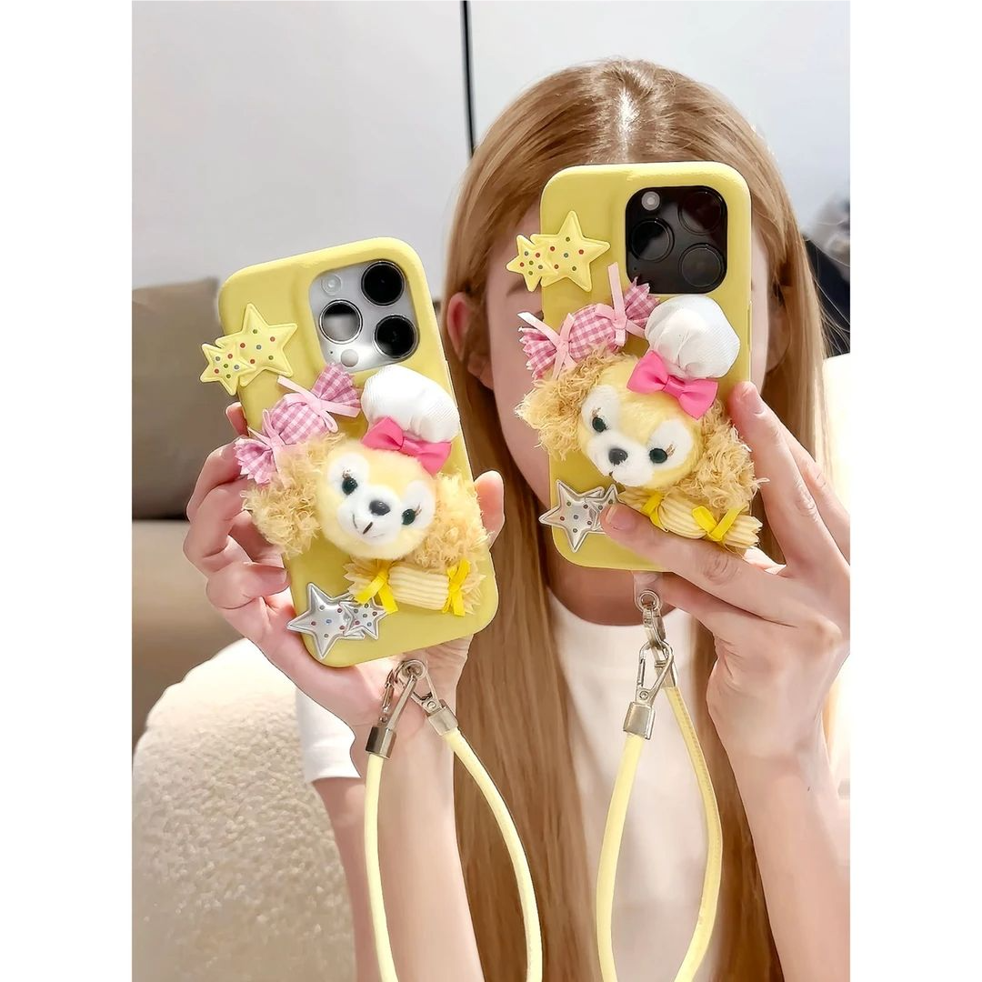 毛绒厨师饼饼公仔挂绳手机壳