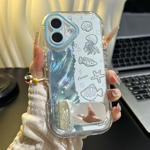 70ins风vivos30个性 适用iPhone16 华为pura80 14新款 Reno14女findX8软壳 15promax蓝色小鱼支架手机壳小米15