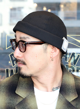 H.W.DOG TR TWILL日产复古法式水手卷边帽瓜皮男女秋冬厚款hwdog