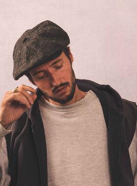 H.W.DOG Casquette纯羊毛花呢狩猎帽复古八角报童学生帽秋冬hwdog