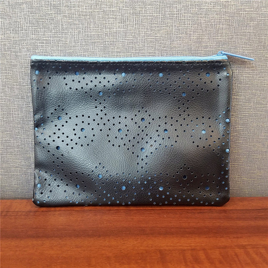 美国航空专用订制全新皮质洗漱包化妆包单面镂空手包夹包