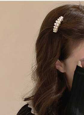气质珍珠小号弹簧夹公主头刘海夹女后脑勺发夹头饰侧边夹发卡发饰
