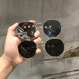 2023新款港风复古黑色墨镜女蹦迪眼镜韩版潮女ins网红圆框太阳镜