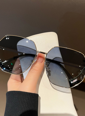 大码大脸显瘦透明蓝色偏光太阳镜