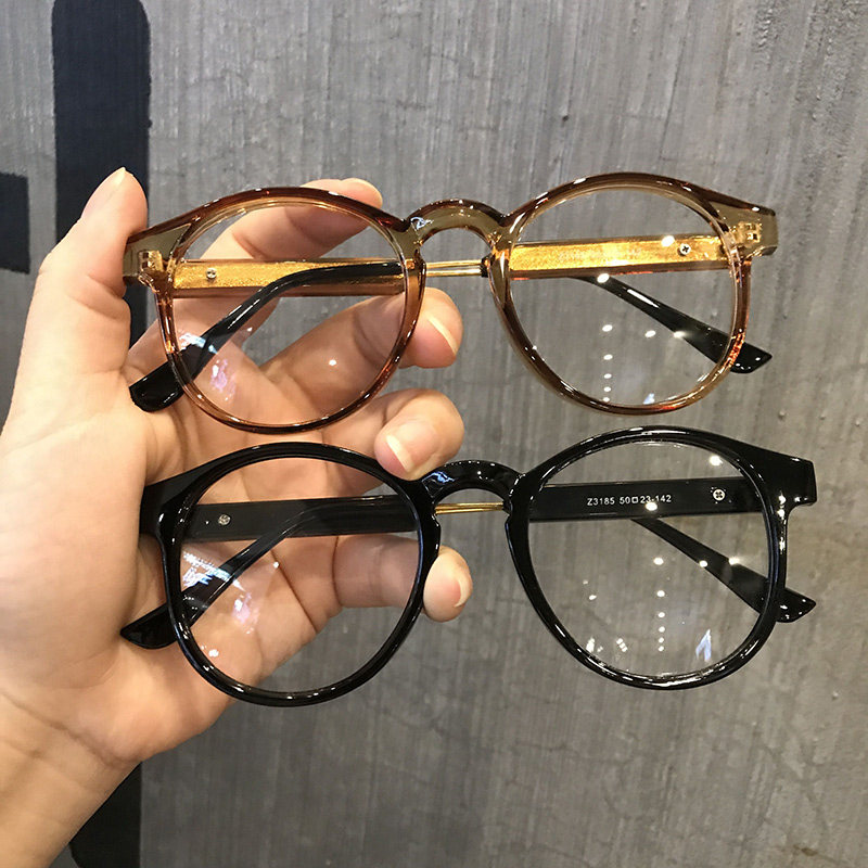 复古风黑色圆形眼镜框大人同款图片