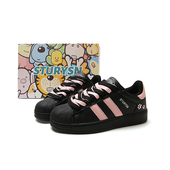 STURYSN 2025新款 黑粉色贝壳头厚底板鞋 女ins学生百搭休闲面包鞋