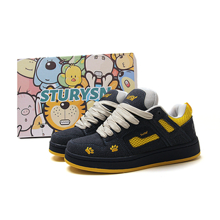 STURYSN 蓝黄色情侣面包鞋女ins潮百搭厚底板鞋男2025新款小白鞋