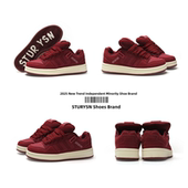 STURYSN 子2025新款 酒红色复古厚底面包鞋 女低帮百搭运动休闲板鞋