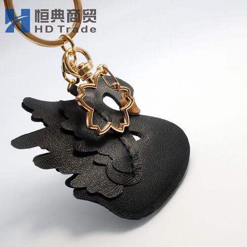 手工皮具黑色天鹅钥匙扣箱包挂饰挂件 恒典藤编
