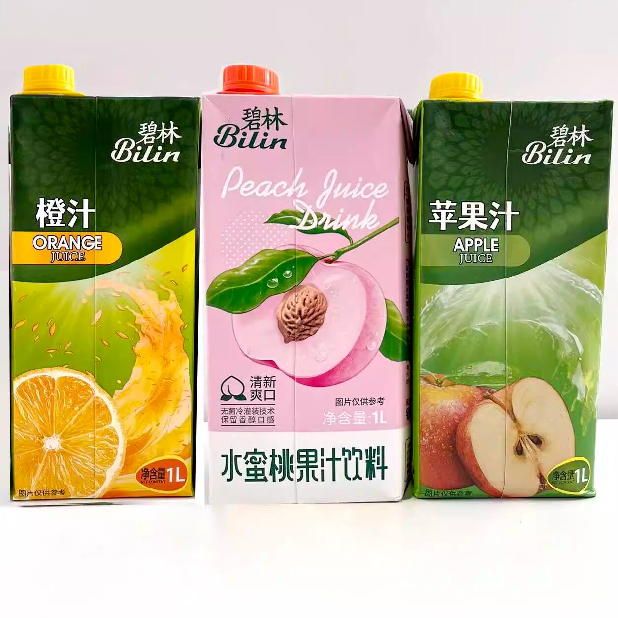 碧林果汁100%无添加浓缩还原橙汁水蜜桃苹果汁果蔬饮料美味健康1l