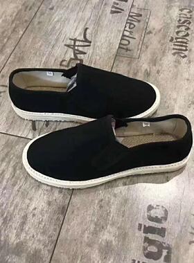 布仆绣艺正品老北京布鞋低帮一脚蹬透气软底纯手工千层底夏季男鞋