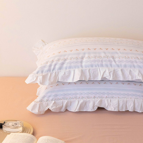 纯棉全棉荷叶边枕头套韩式小碎花