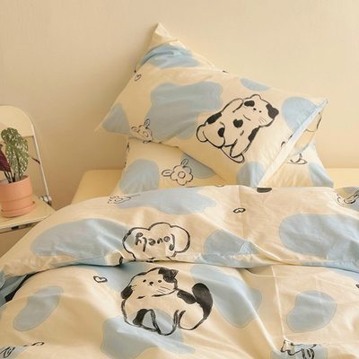 奶油风卡通可爱纯棉被套三四件套