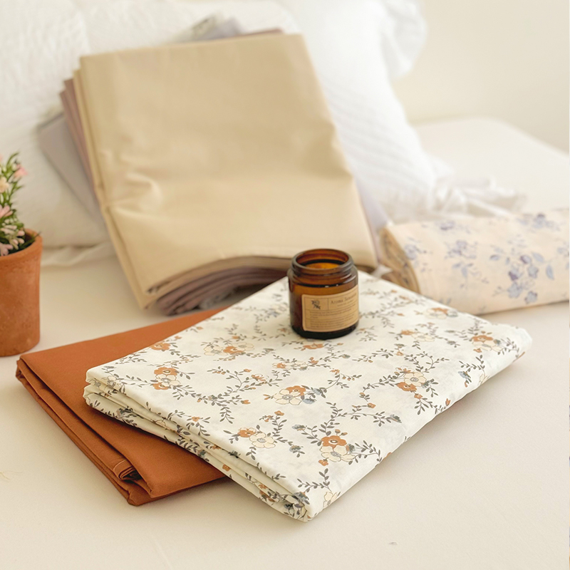 纯棉紫色小碎花床单枕套三件套软