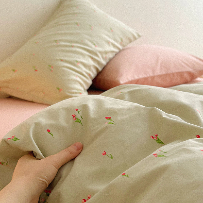 文艺小清新郁金香全棉被套单件