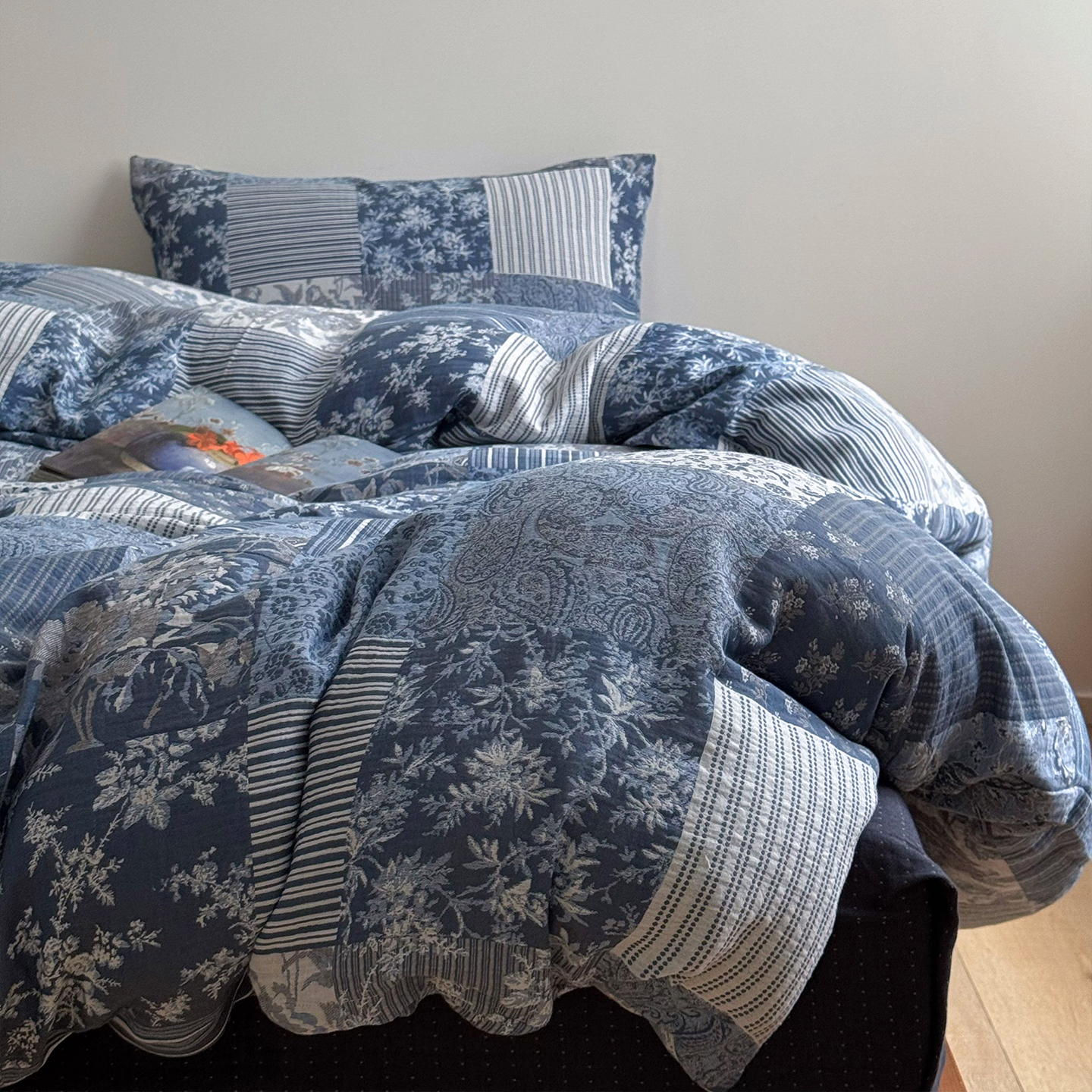 格子碎花全棉色织提花双层纱被套