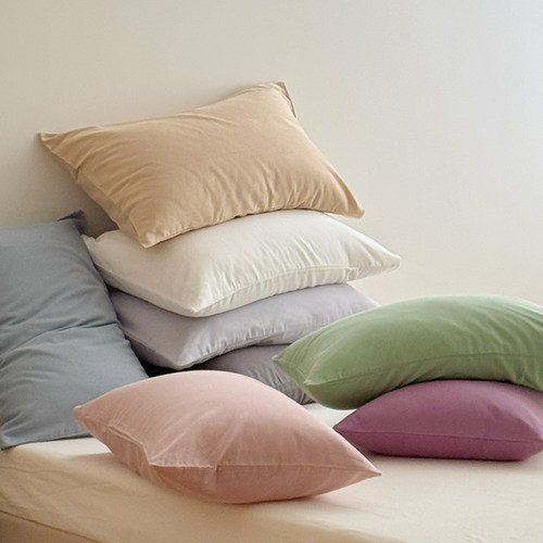 简约百搭纯色全棉双层纱枕套单人