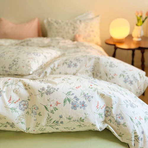 田园小碎花纯棉清新被套三四件套