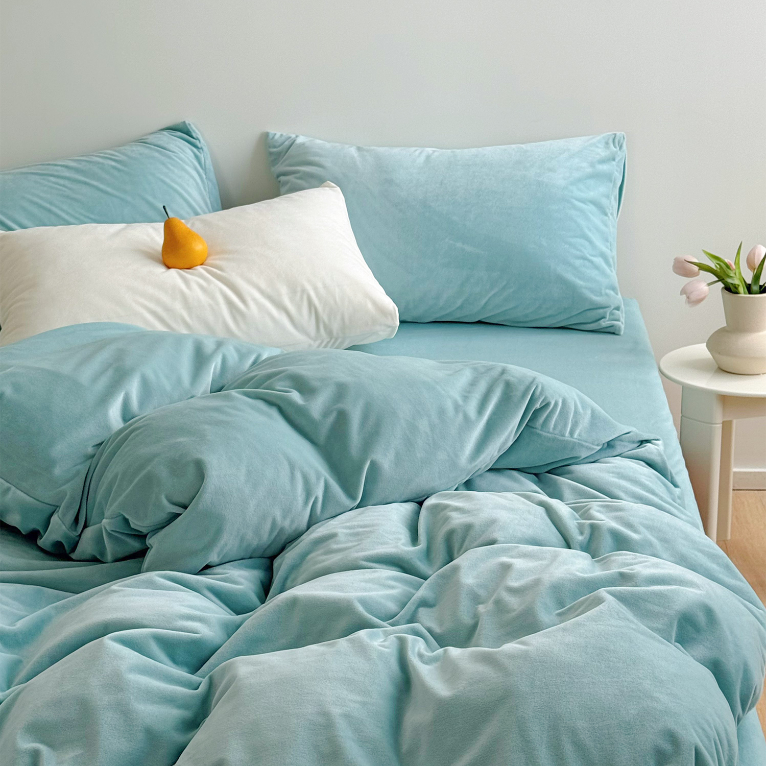 秋冬季牛奶绒被套四件套加厚保暖