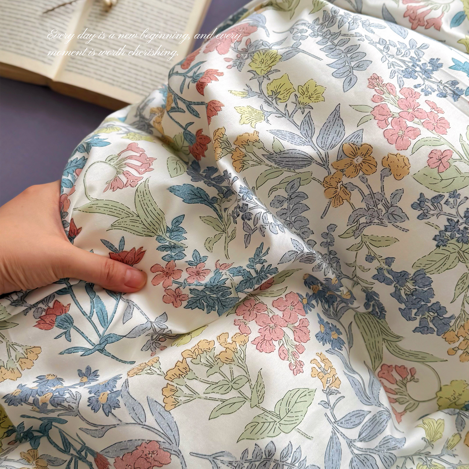 紫色田园小碎花纯棉全棉被套单件