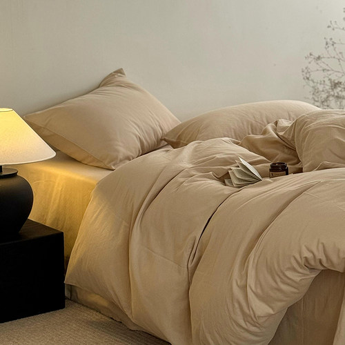 诧寂风复古纯色全棉双层纱四件套