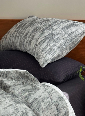 A类高质感灰色全棉色织提花双层纱被套单件150x200x230床上四件套