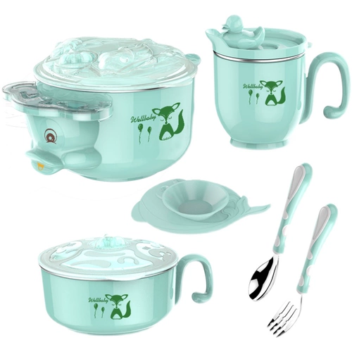 Посуда, детский комплект, ручка из нержавеющей стали, мультяшный увлажняющий термос для еды