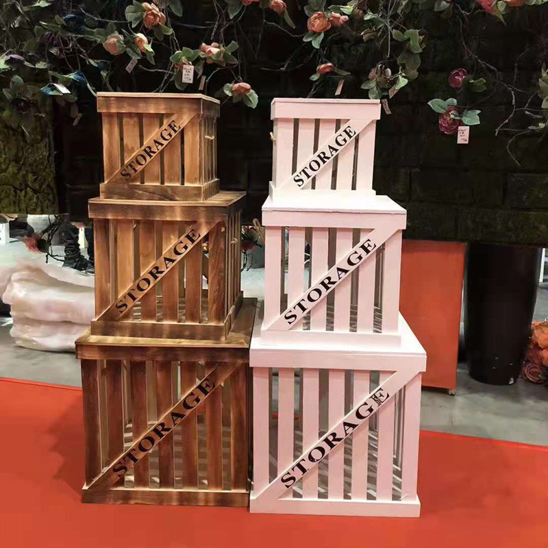 木制收纳盒路引婚庆道具木框森系婚礼T台舞台布置装饰迎宾区摆件
