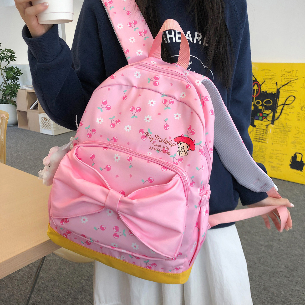 可爱少女双肩包卡通风蝴蝶结小学双肩背包