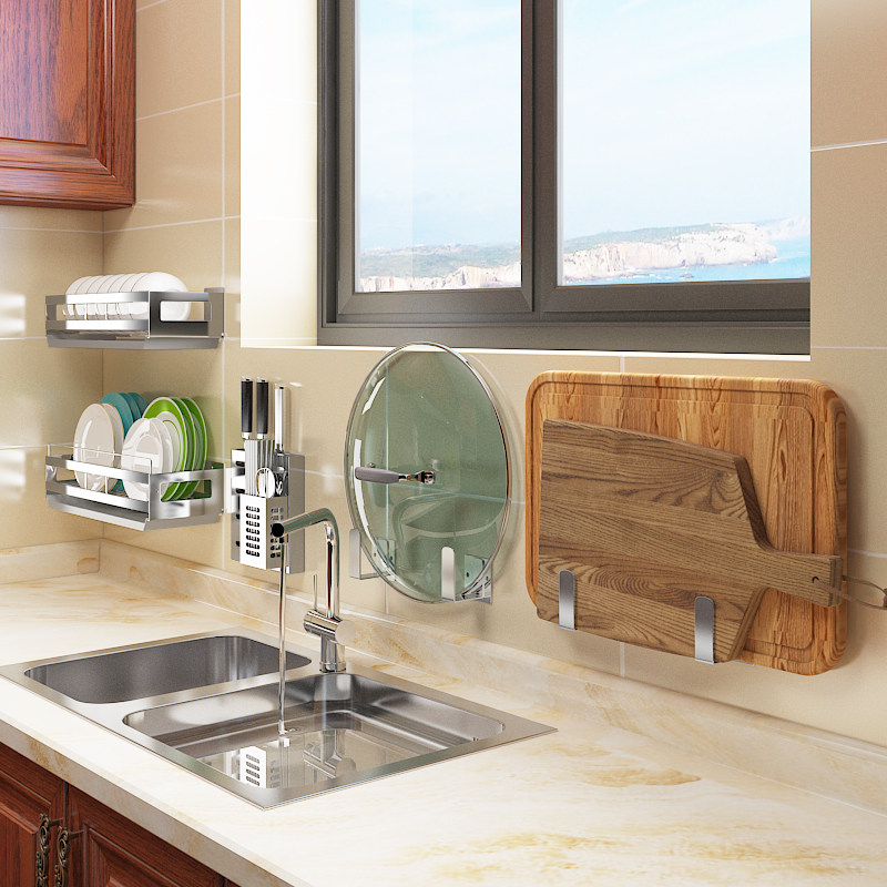 不锈钢厨房置物架壁挂