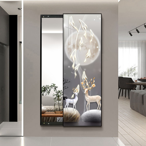 轻奢创意九鱼隐形全身镜推拉隐藏式镜试衣镜壁挂装饰画家用穿衣镜