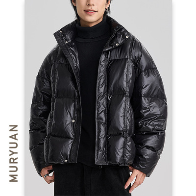 智快鱼2025新款素拼潮牌唯品会官方正品牌男装卡朱米回圆羽绒服男