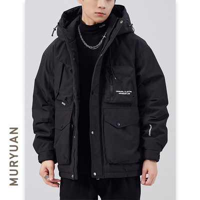 智快鱼2025新款素拼潮牌唯品会官方正品牌男装卡朱米回圆羽绒服男
