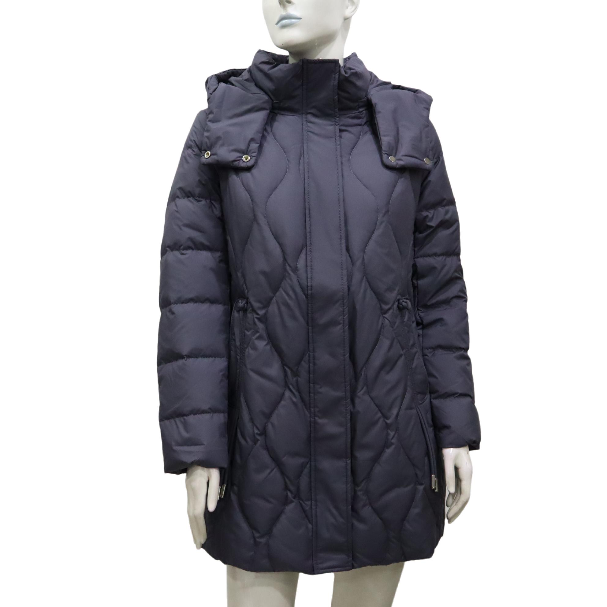 中老年女连帽纯色90白鸭绒羽绒服