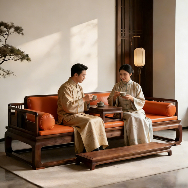 红木沙发真牛皮坐垫定制罗汉床乳胶海绵加厚冬暖夏凉高端防滑制作