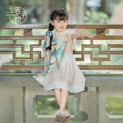 西子问女童旗袍新中式国风连衣裙