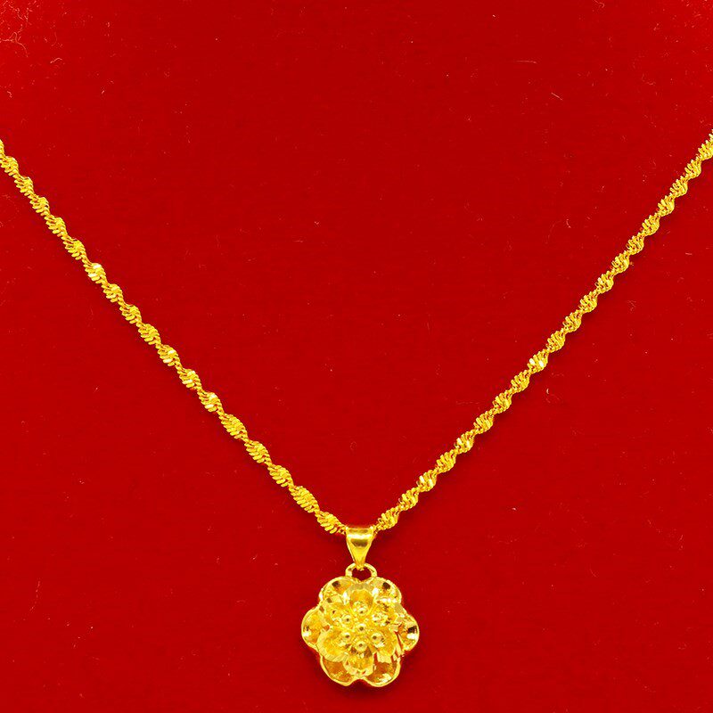 结婚礼饰镀金项链女男仿真黄金链子999不首饰久不掉色金色锁骨链