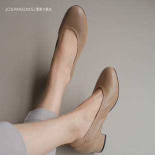 壹家shoes030001羊皮小枕头单鞋 女 3公分防磨脚防掉跟圆头高跟鞋