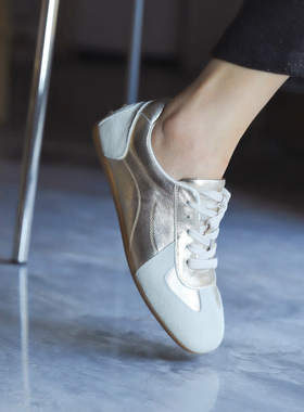 家shoes001070羊皮/牛绒3cm平底德训鞋复古休闲运动鞋真皮女鞋